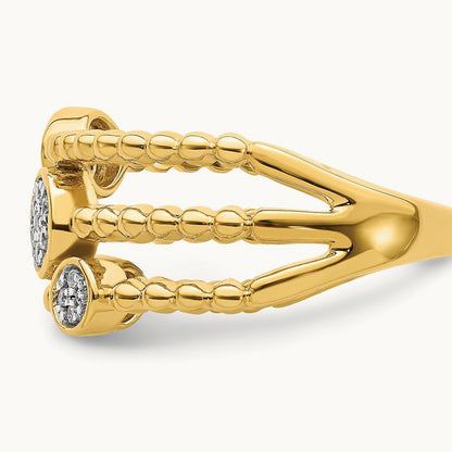 Polished Pave Circles Multi-band Diamond Ring, 14K