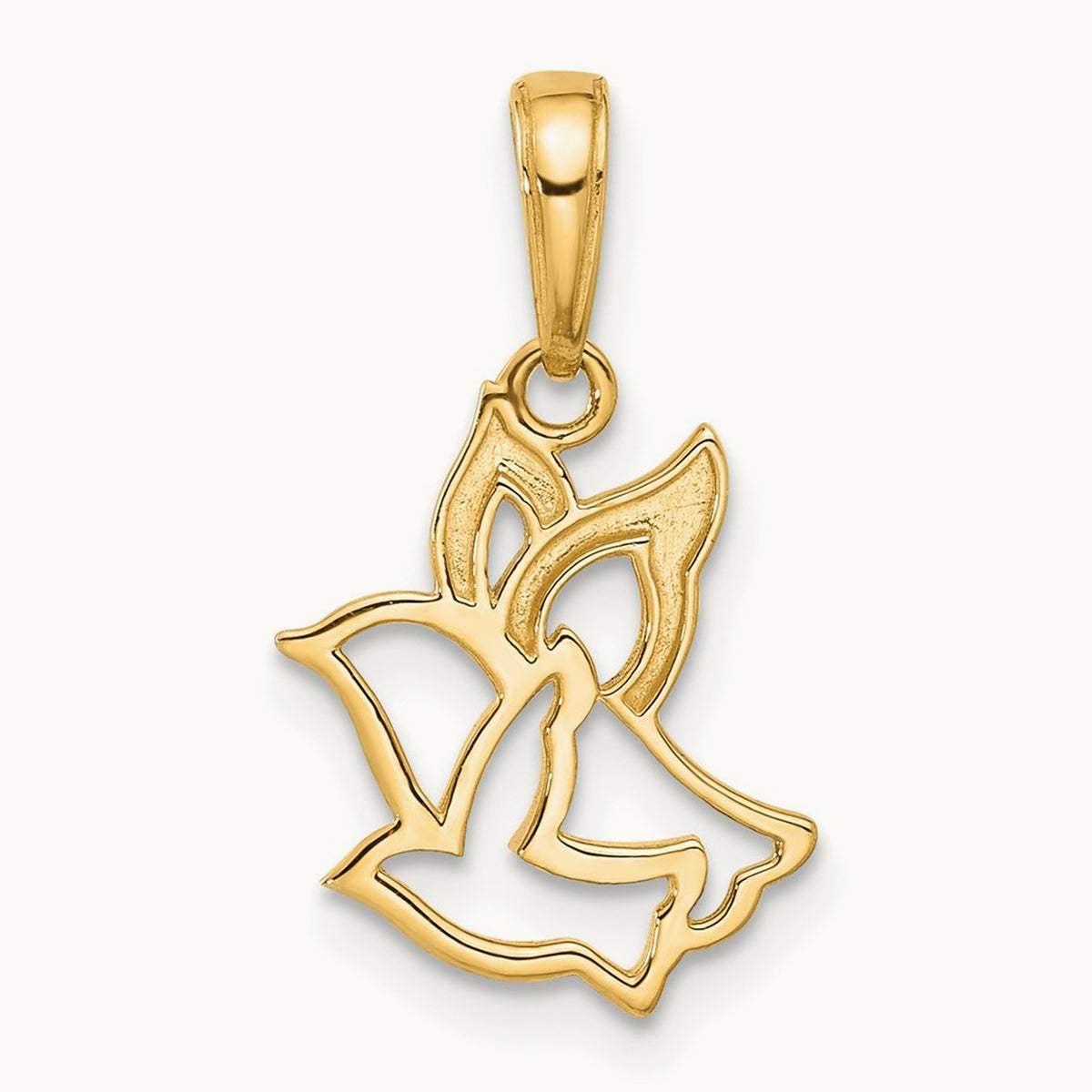 D/C Doves Pendant, 14K with White Rhodium