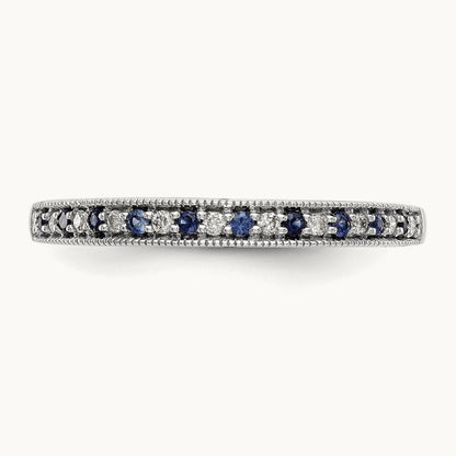 Diamond w/Sapphire Band, 14K White Gold