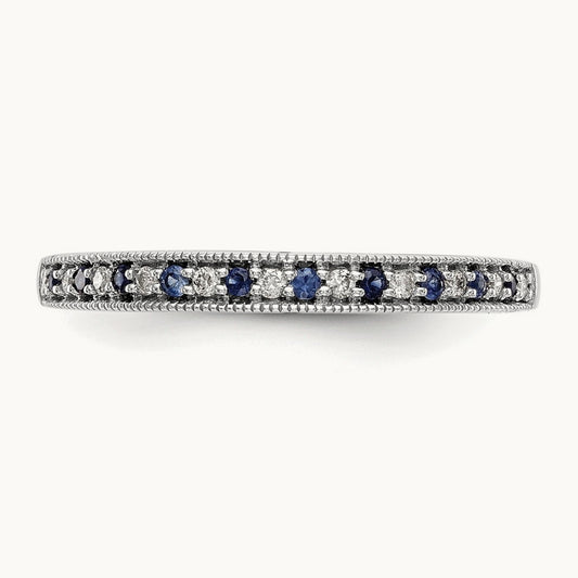 Diamond w/Sapphire Band, 14K White Gold