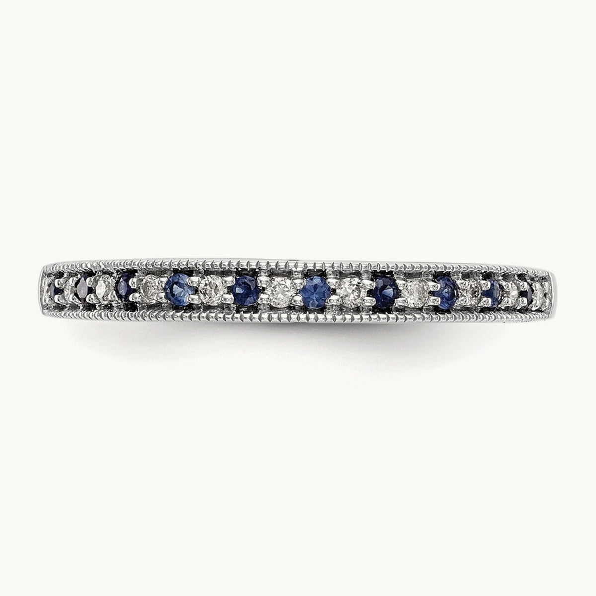 Diamond w/Sapphire Band, 14K White Gold