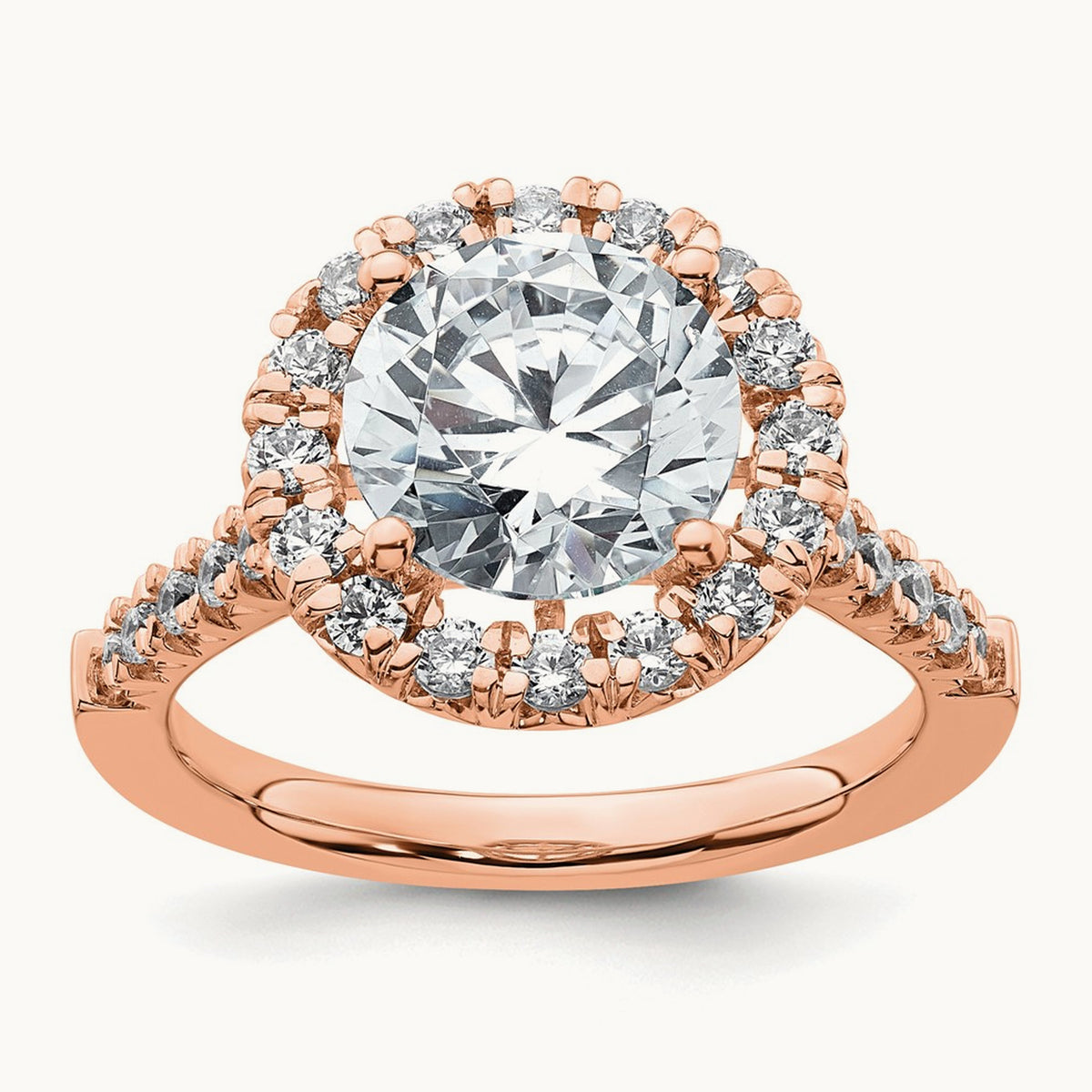 Semi-Mount Engagement Ring, 0.25-0.50 ct tw Lab-Grown Diamond — 5/8 ct (holds 3 ct center) · VS/SI (Great), 14K Rose Gold, 7