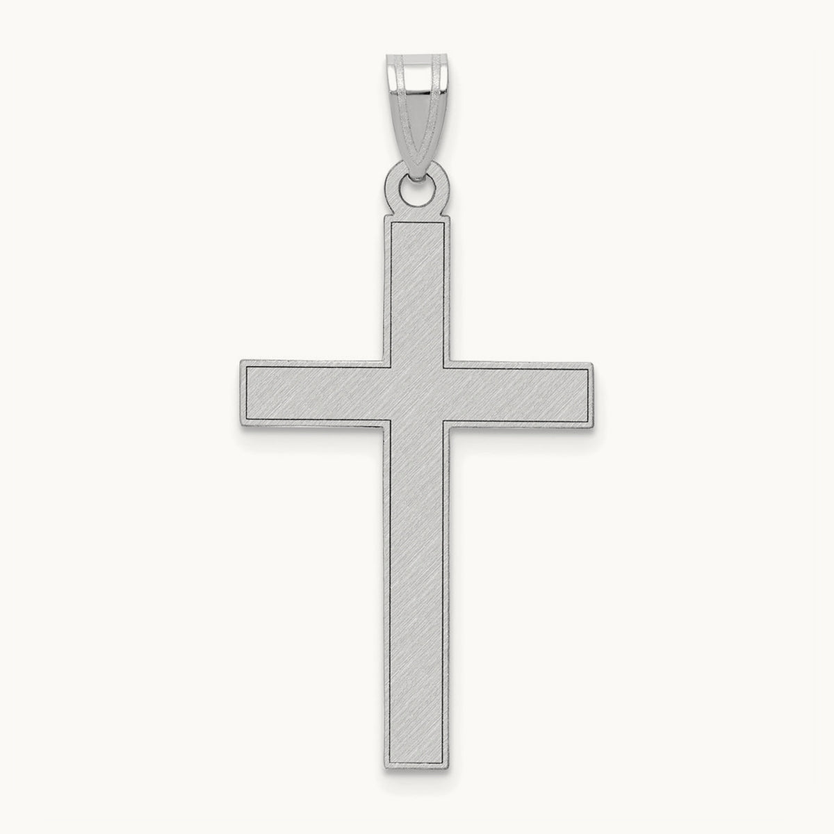 Florentine Satin Cross Pendant — 14K White Gold, 36mm
