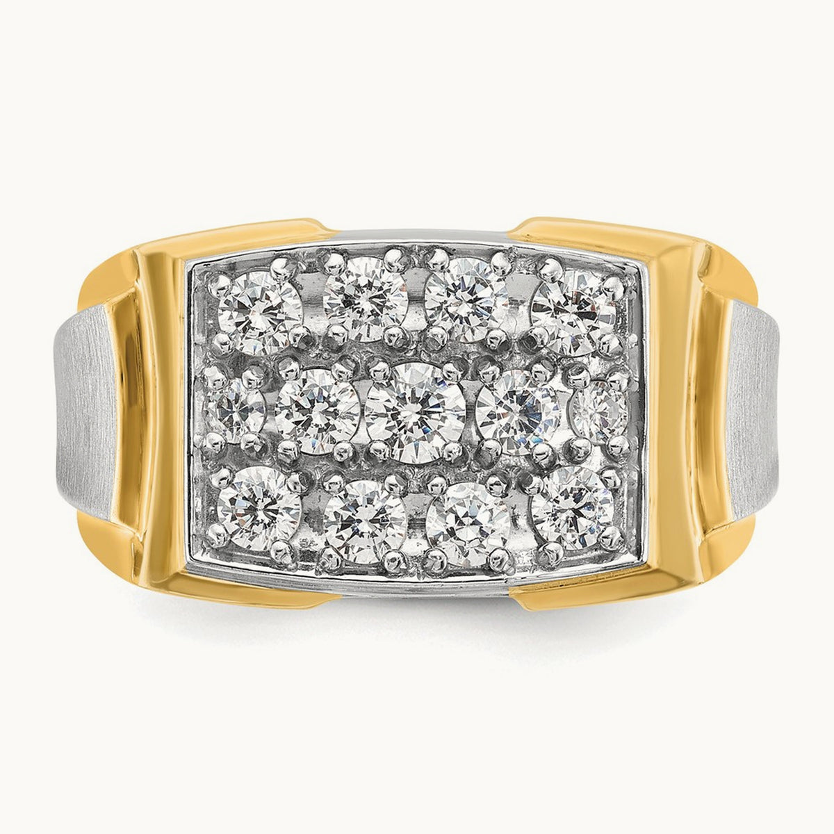 IBGoodman Men's Polished and Satin Diamond Cluster Ring, 14K Two-tone