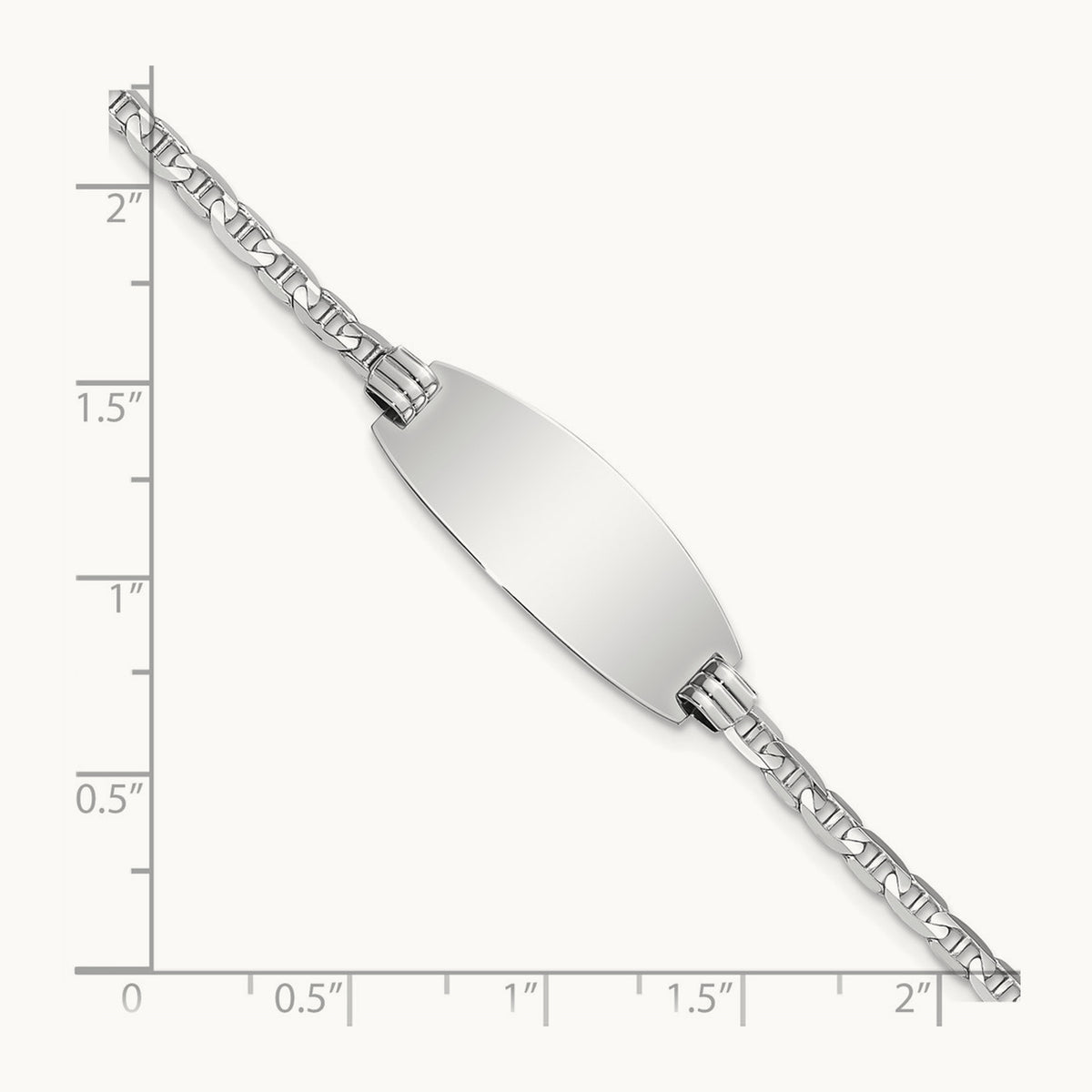 Oval Anchor ID Bracelet — 14K White Gold, 7mm