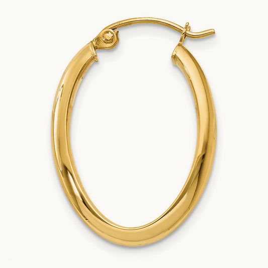Single 14k Polished Oval Hoop Earring, 3.5mm