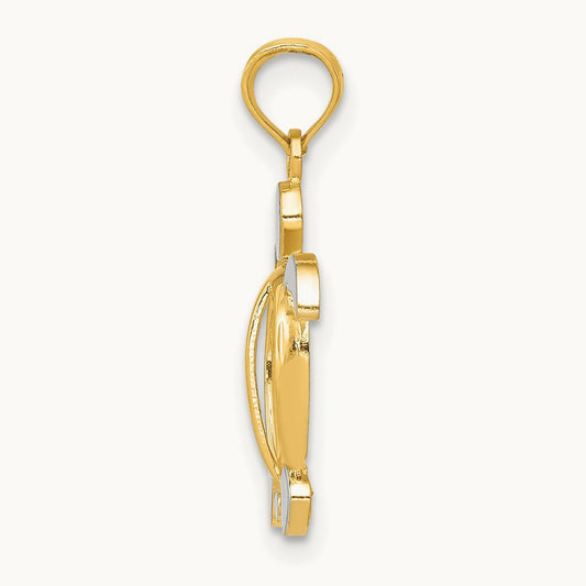 Sea Turtle Pendant, 14K with Rhodium