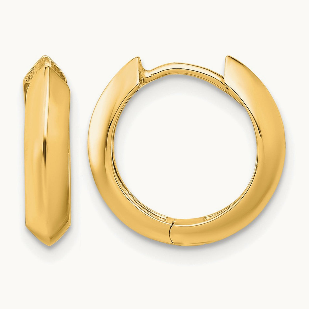 Polished Hinged Huggie Earrings — 14K Yellow Gold