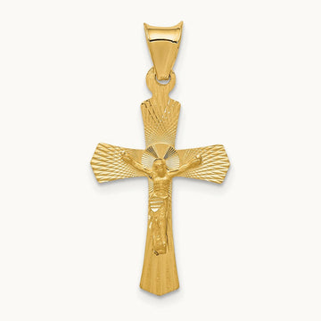 Polished Satin and D/C Crucifix Pendant, 14K