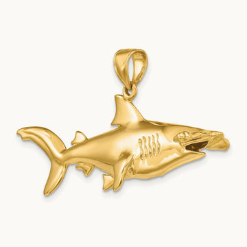 3-D Hammerhead Shark Charm, 14K