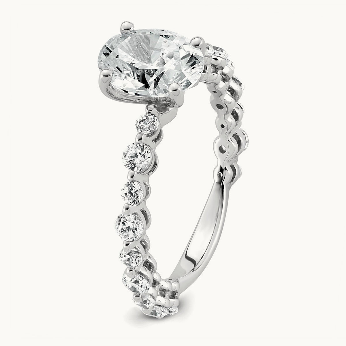 Oval Shared Prong Engagement Ring, 2.25 ct tw Lab-Grown Diamond