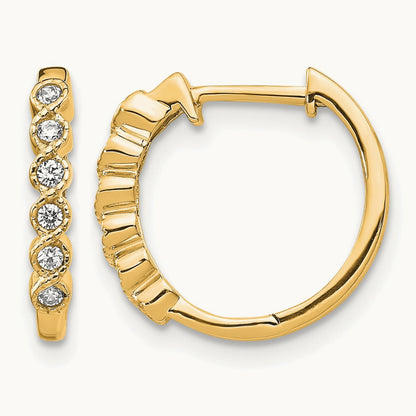 Diamond Hinged Hoop Earrings — 14K Yellow Gold