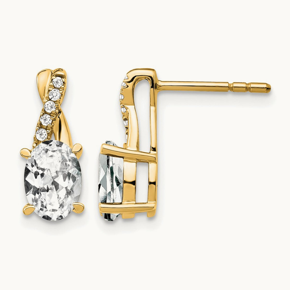 Topaz and Diamond Earrings — 14K Yellow Gold