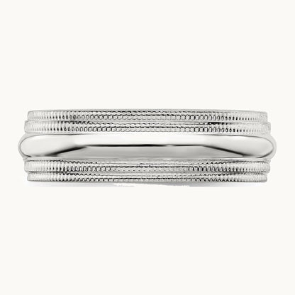Sterling Silver 6mm Comfort Fit Double Milgrain Band