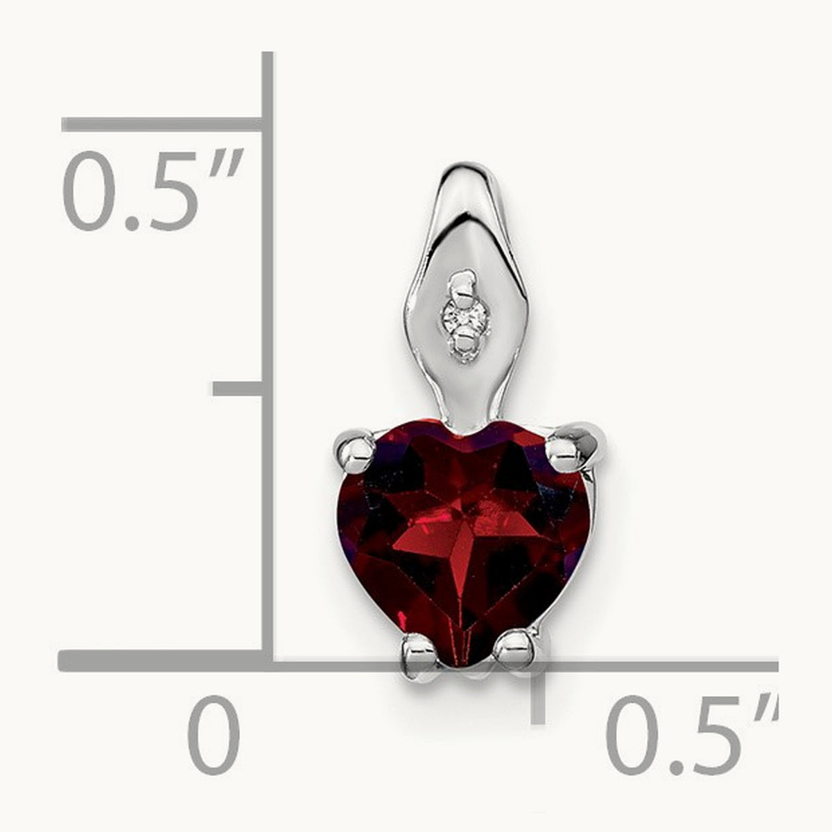 Heart Garnet and Diamond Pendant, 14K White Gold