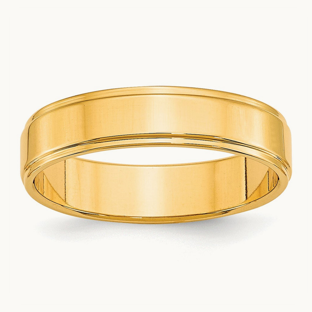 Flat with Step Edge Band, 5mm, 10K Yellow Gold