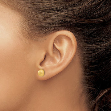 Hollow Satin Half Ball Post Earrings — 8.00mm