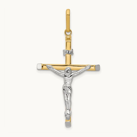 Crucifix Pendant, 14K Two-tone