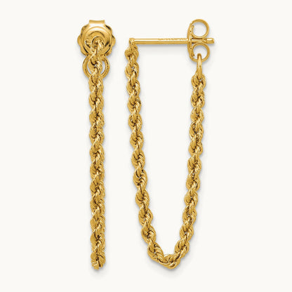Polished Rope Dangle Earrings — 14K Yellow Gold