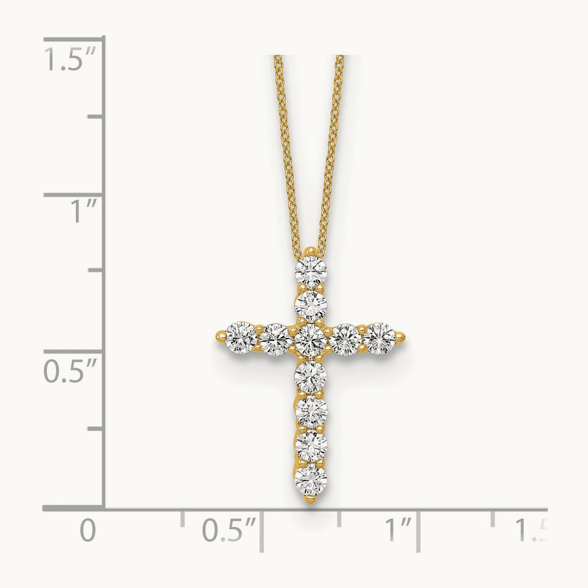 Cross Chain Slide Pendant, 0.75 ct tw Lab-Grown Diamond — 10K Yellow Gold, 18 in