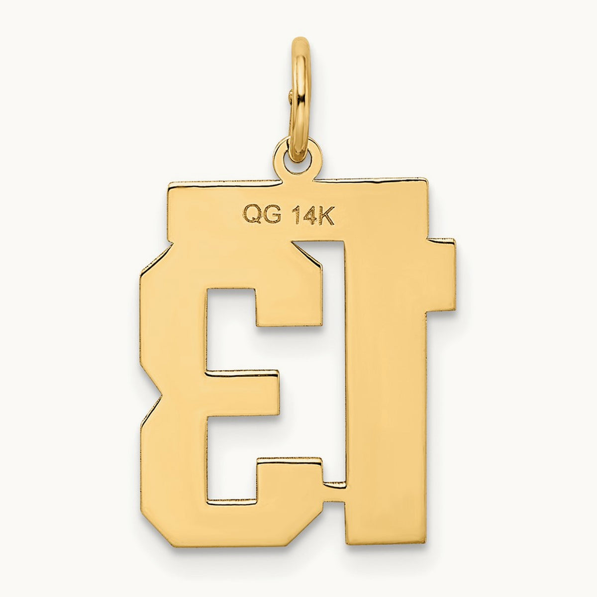 Medium Satin Number 13 Charm — 14K Yellow Gold