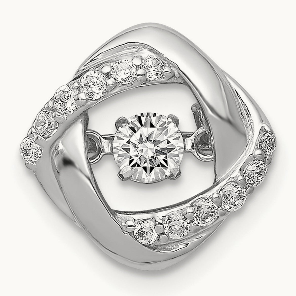 1/4ct. Vibrant Diamond Entwined Squares Chain Slide, 14K White Gold