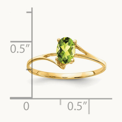6x4mm Oval Peridot ring, 14K