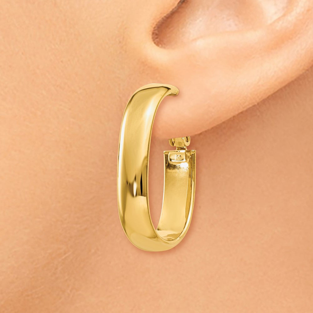 Oval Omega Back Hoop Earrings — 14K Yellow Gold, 5.75mm