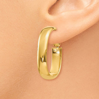 Oval Omega Back Hoop Earrings — 14K Yellow Gold, 5.75mm