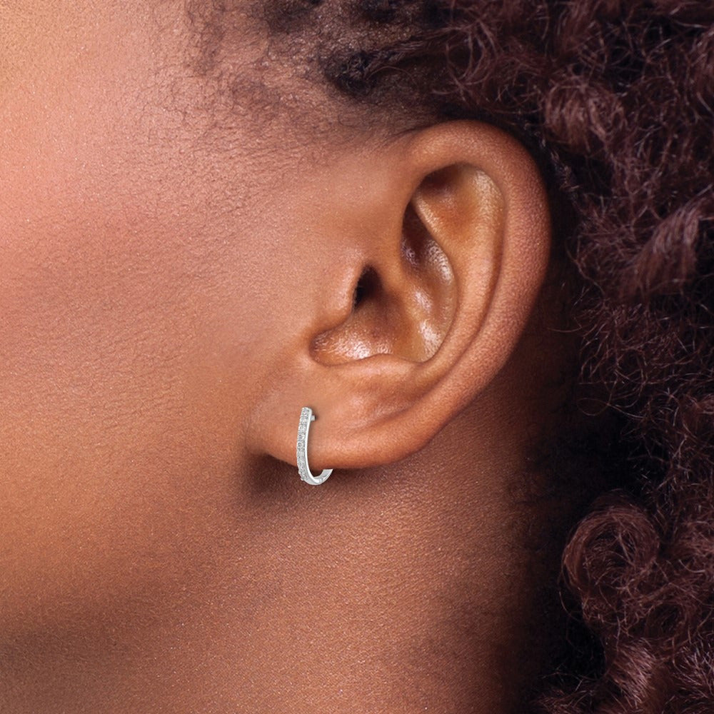 Hinged Hoop Earrings, 0.10 ct tw Lab-Grown Diamond — 14K White Gold