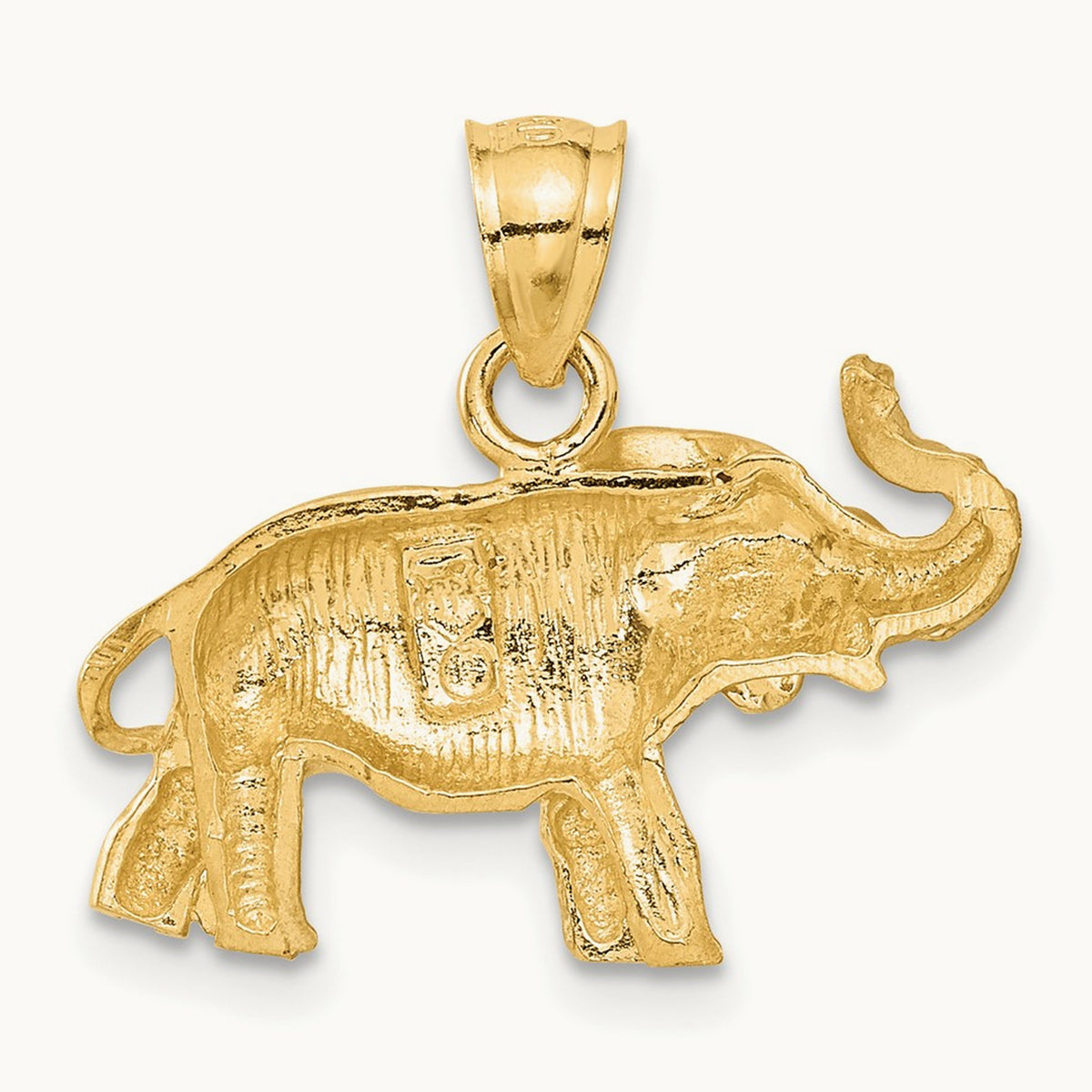 Diamond-cut Elephant Pendant, 14K