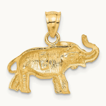 Diamond-cut Elephant Pendant, 14K
