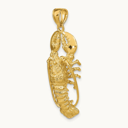 3D Lobster Pendant, 14K