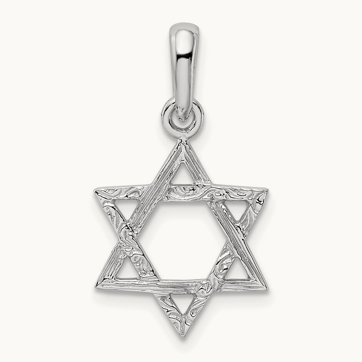 Star Of David Pendant, 14K White Gold