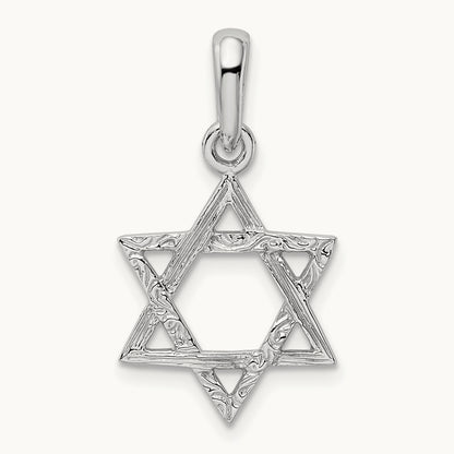 Star Of David Pendant, 14K White Gold