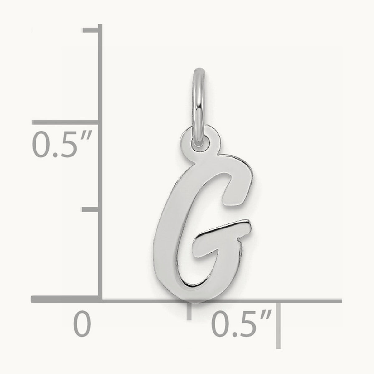 Small Script Letter G Initial Charm, 14K White Gold