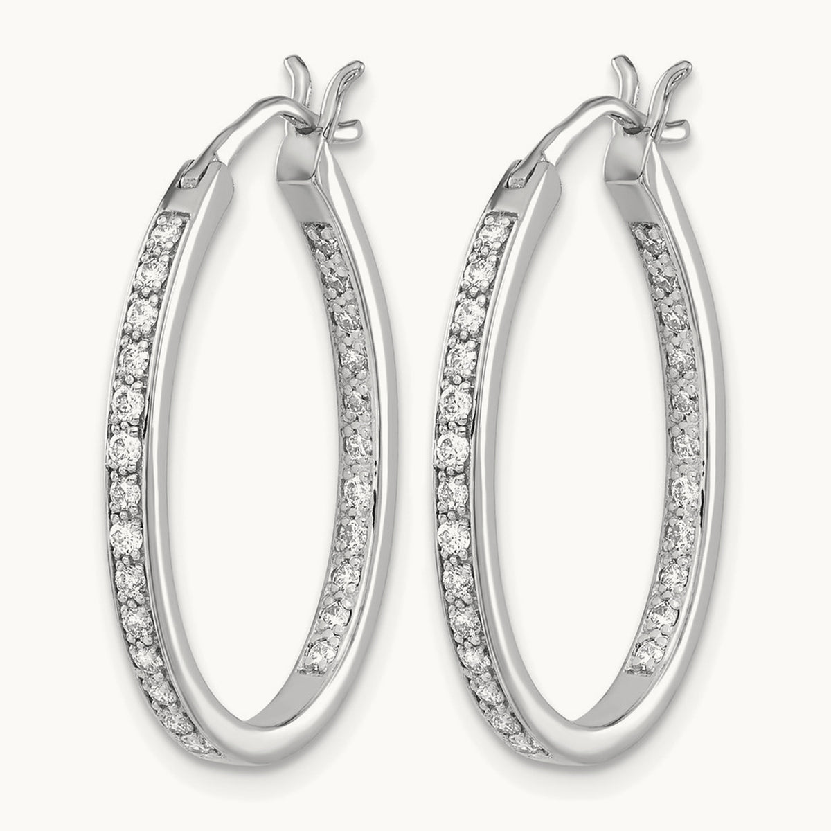 In/Out Hoop Earrings, 0.50 ct tw Lab-Grown Diamond — 14K White Gold