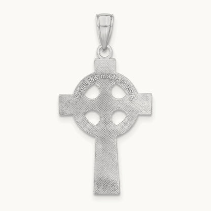 Celtic Cross Pendant, 14K White Gold