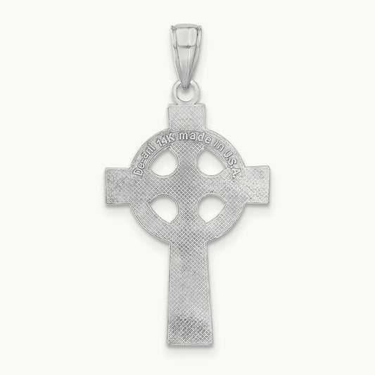 Celtic Cross Pendant — 14K White Gold