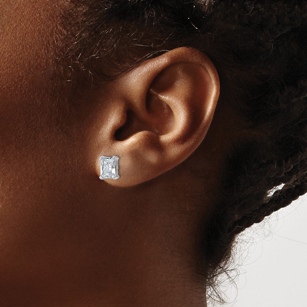 Radiant Four-Prong Stud Earrings, 0.50-6.00 ct tw Lab-Grown Diamond — 3 ct, 14K White Gold