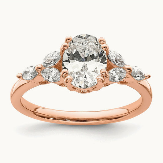 1ct Oval Semi-Mount Engagement Dia Ring, 14K Rose Gold