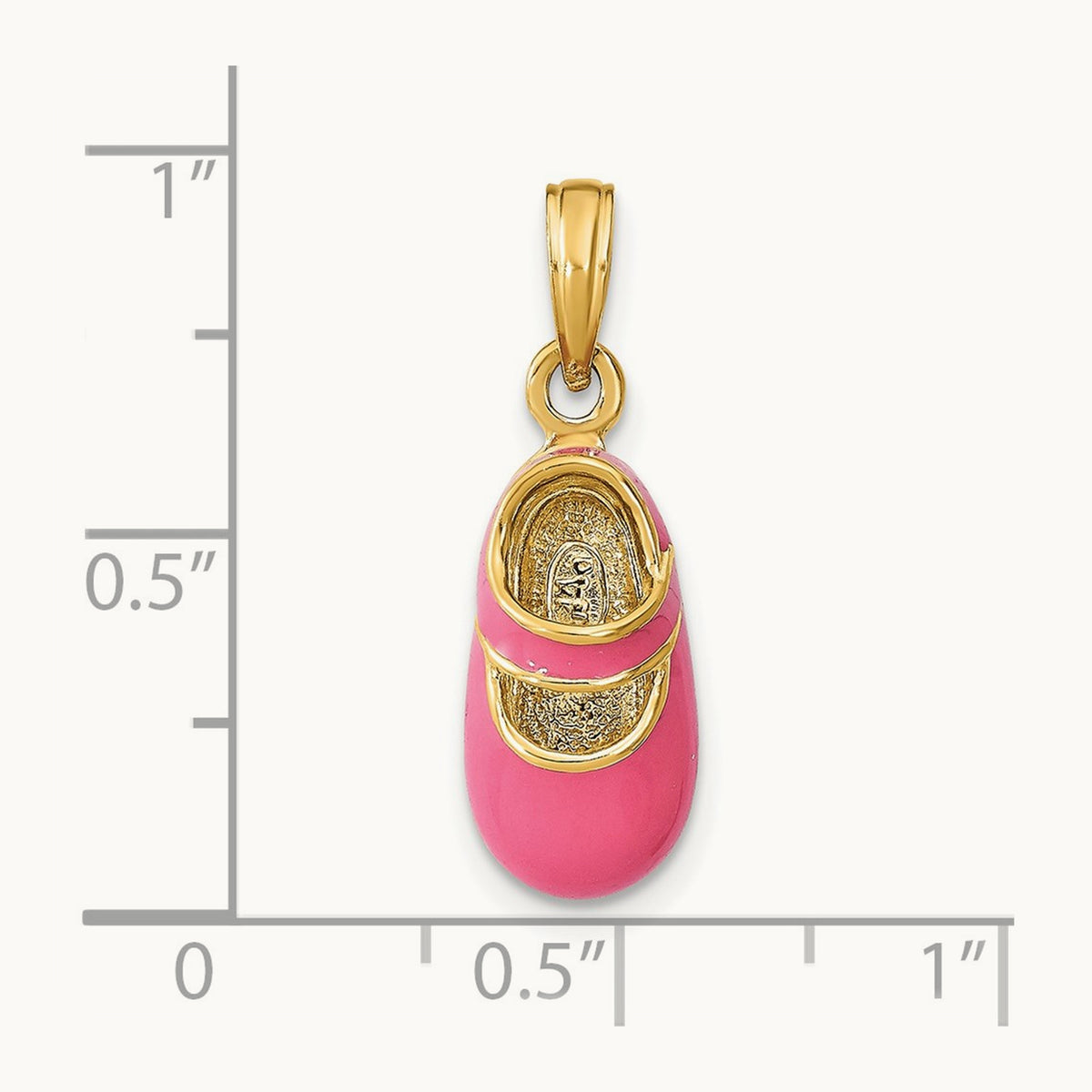 w/ Pink Enamel 3-D Baby Shoe Charm, 14K