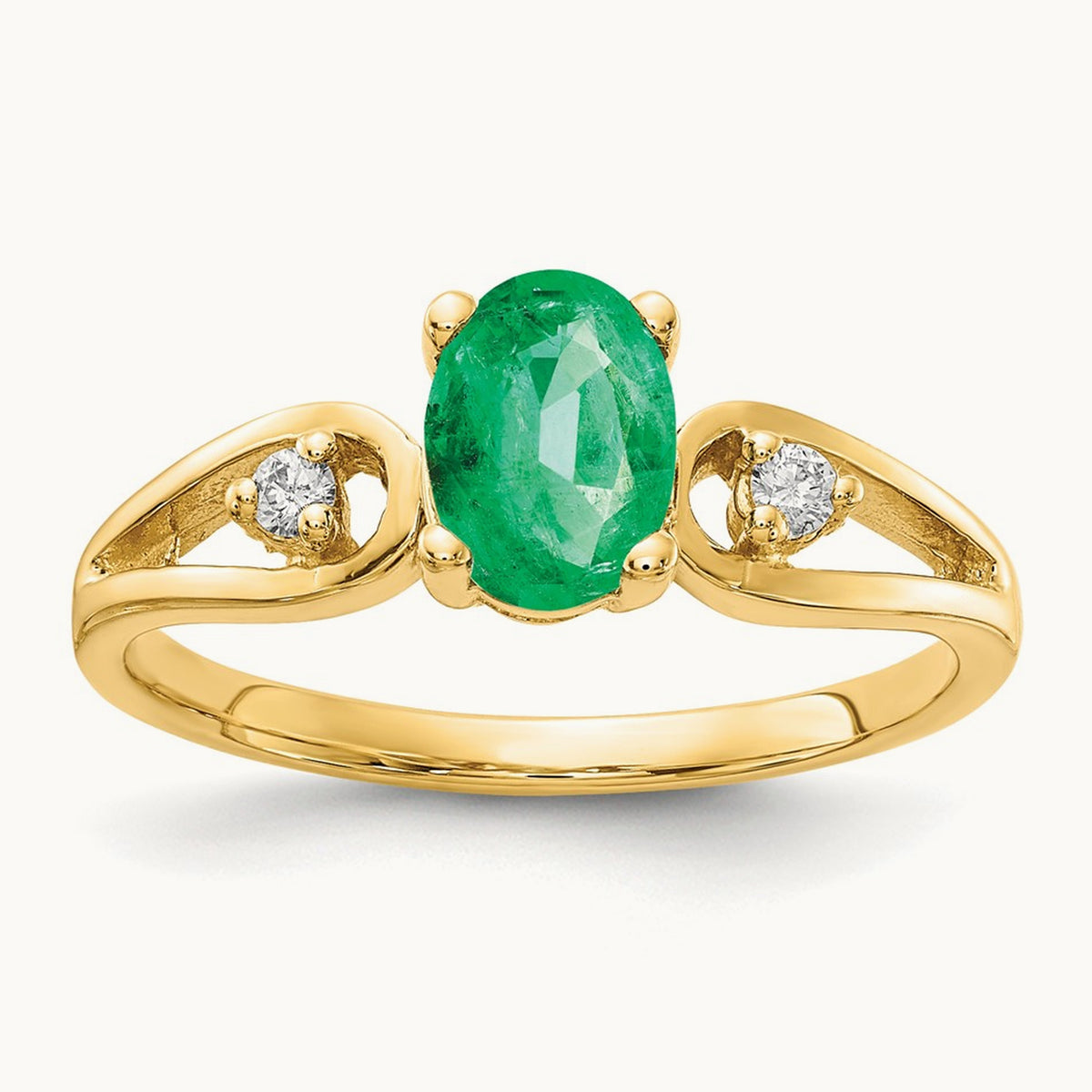 7x5mm Oval Emerald AA Diamond ring, 14K
