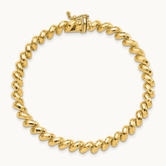 Faceted San Marco Bracelet — 14K Yellow Gold