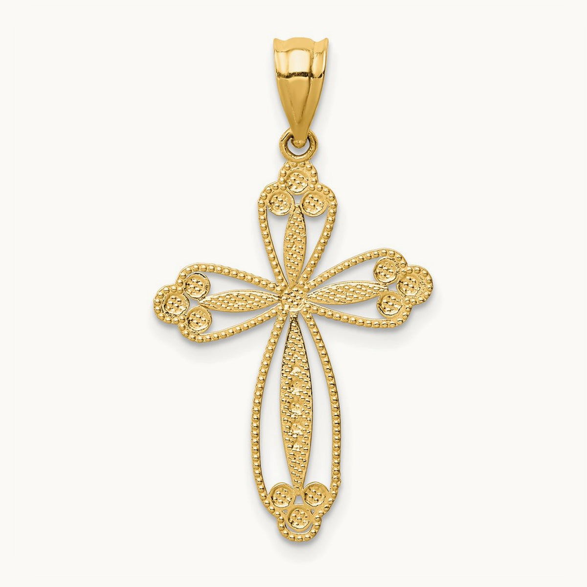Budded Cross Pendant, 14K