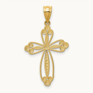 Budded Cross Pendant, 14K