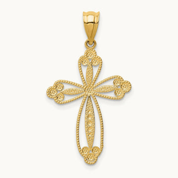 Budded Cross Pendant, 14K