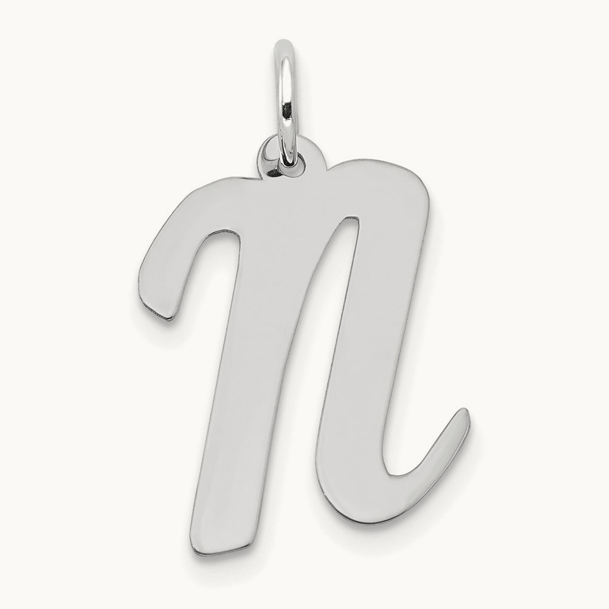 Large Script Initial Charm — 14K White Gold, N