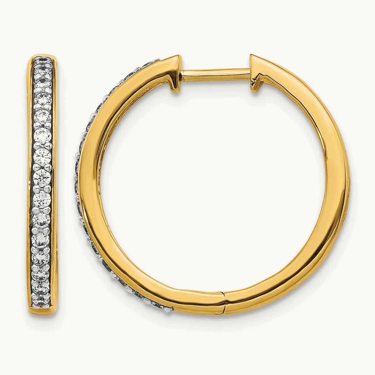 Diamond Hinged Hoop Earrings — 14K Yellow Gold, 0.36 ct