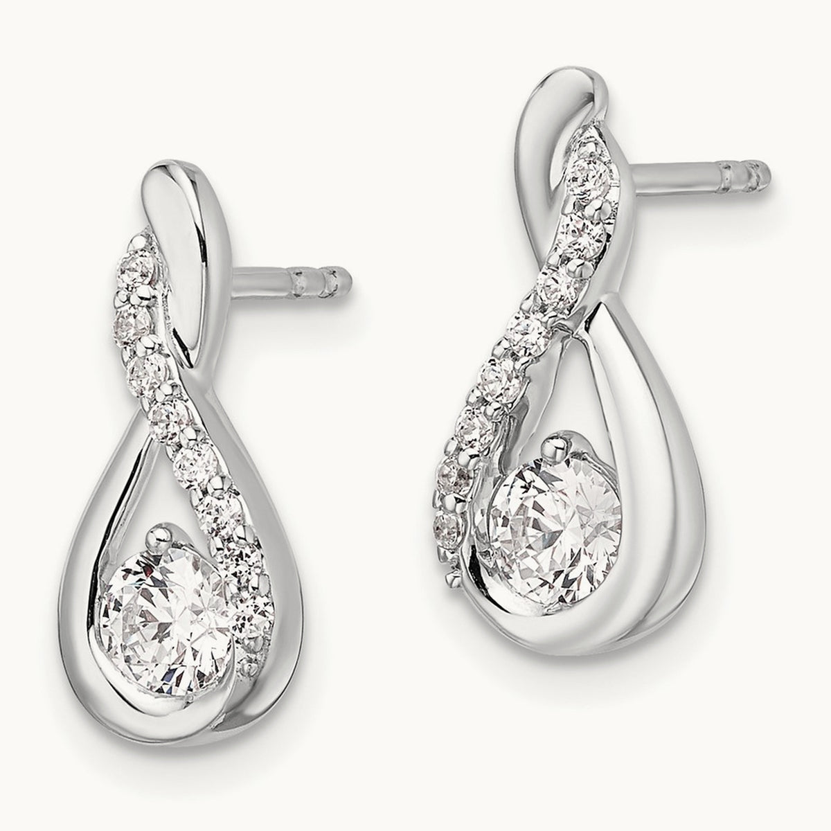 Polished Diamond Complete Tear-drop Post Earrings, 14K White Gold